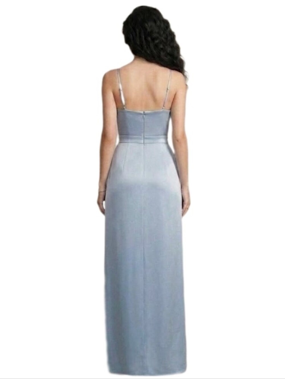 BHLDN/Anthropologie Dress Charmeuse Spaghetti Strap Satin Maxi Blue Plus Size 14 - Picture 3 of 16